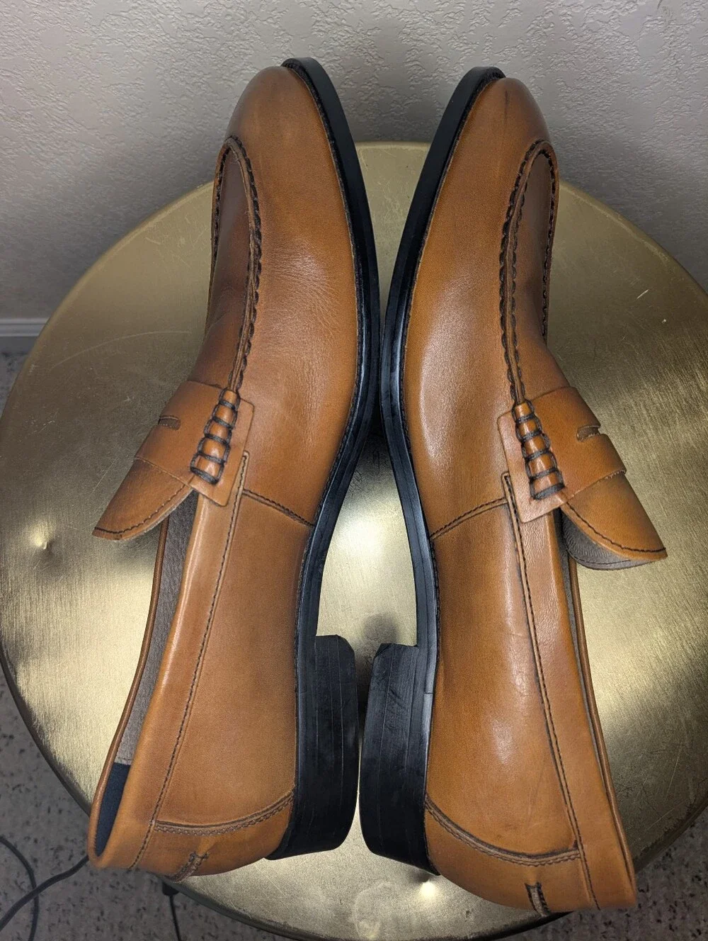 Banana Republic Dellbrook Italian Leather Penny Loafers Cognac Men's 13